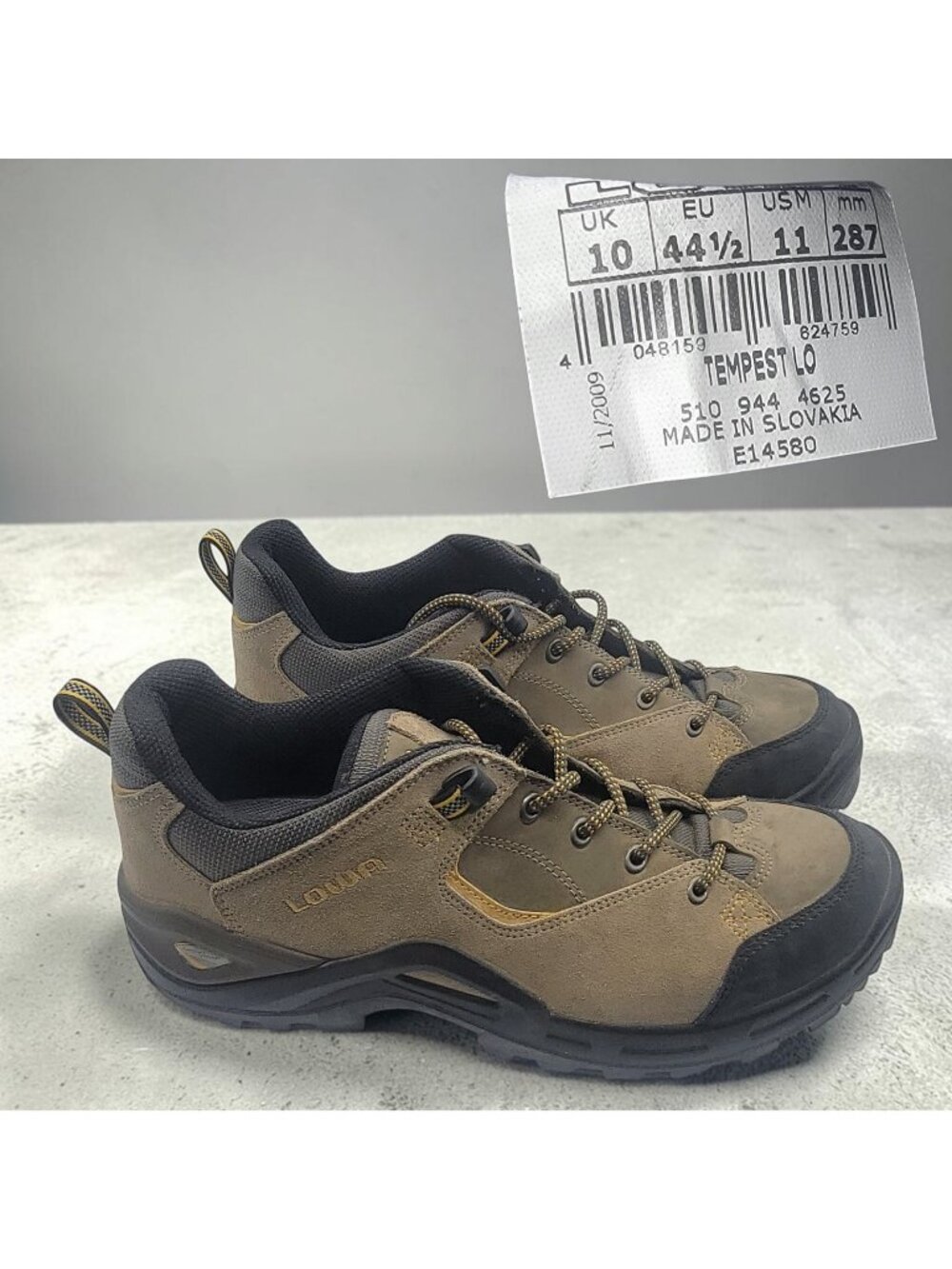 Lowa Tempest Lo Tan Suede Hiking Boots Low Lace Up Shoes 510-944-4625 Mens Sz 11